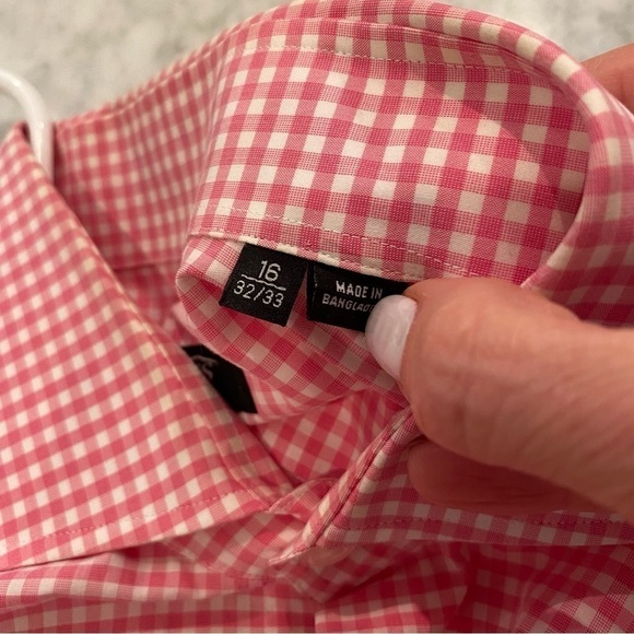 Boss (Hugo Boss) Men’s Dress Shirt Pink/White Check Sharp EUC - Picture 4 of 5